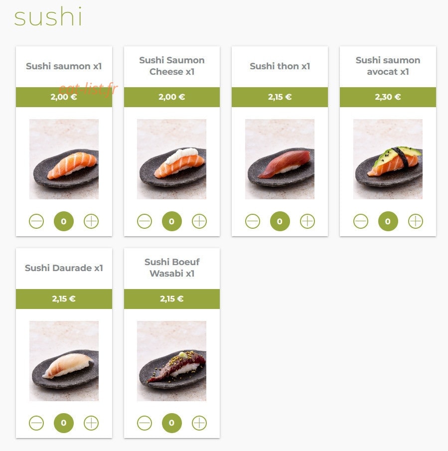 Eat sushi — carte page 7