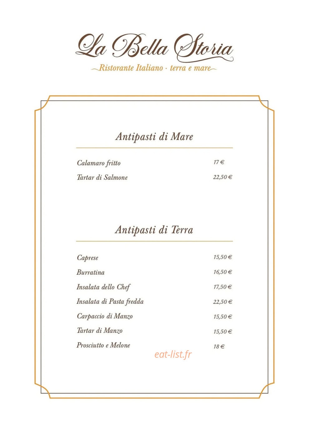 La Bella Storia — carte page 1
