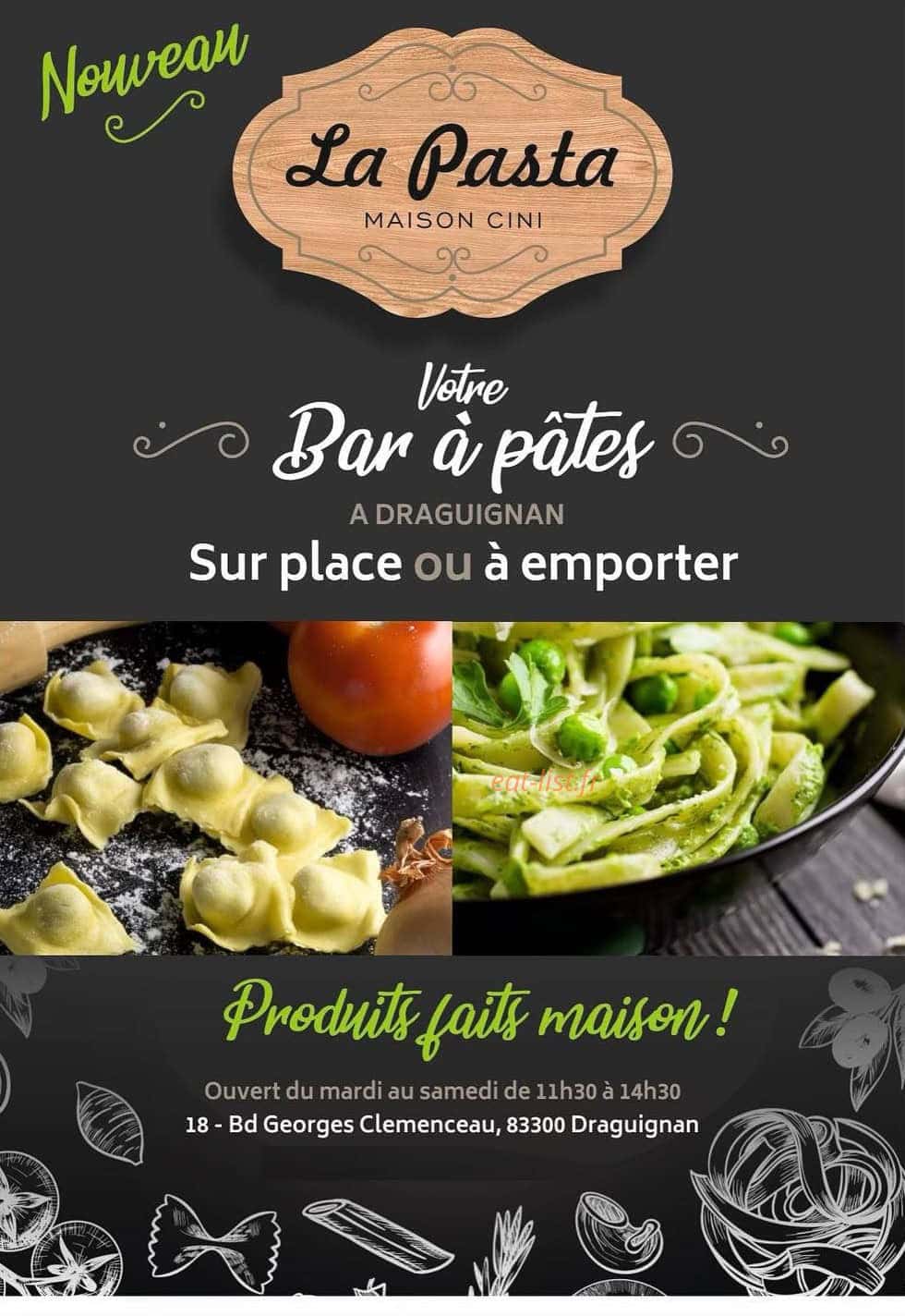La Pasta — carte page 1