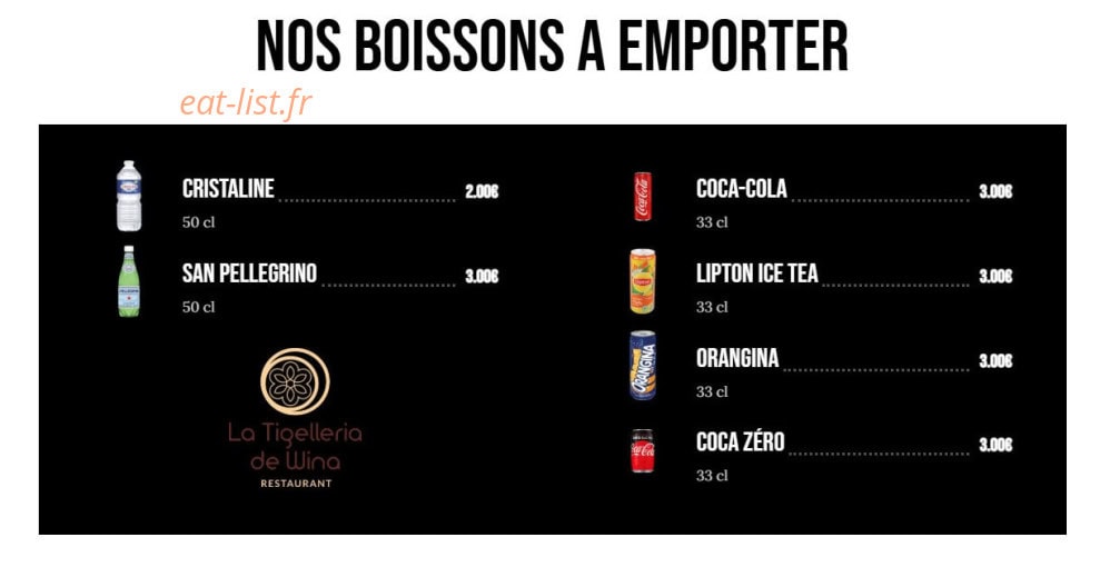 Carte et menu de La Tigelleria de wina à Draguignan — Les boissons