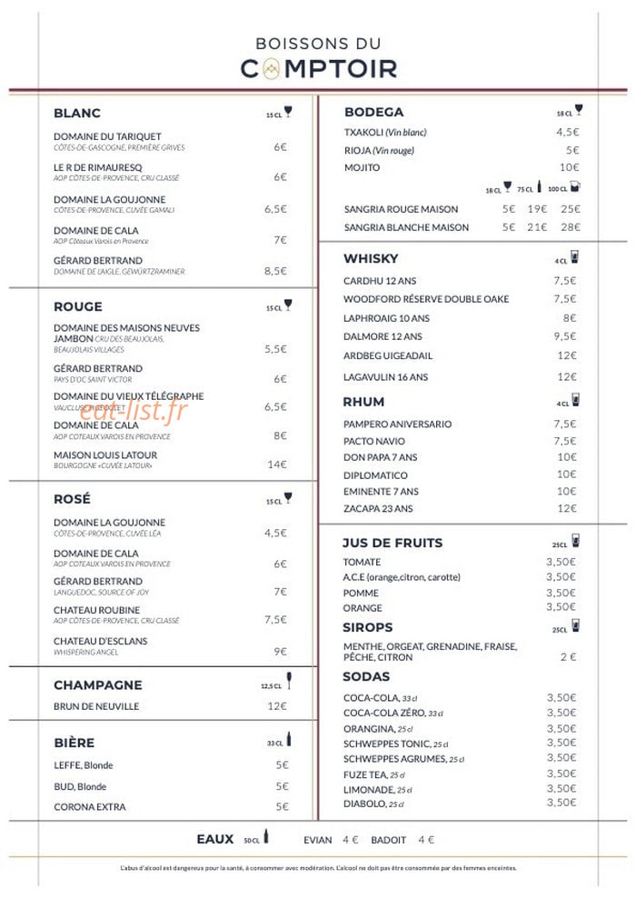 Le Comptoir Tapas — carte page 2