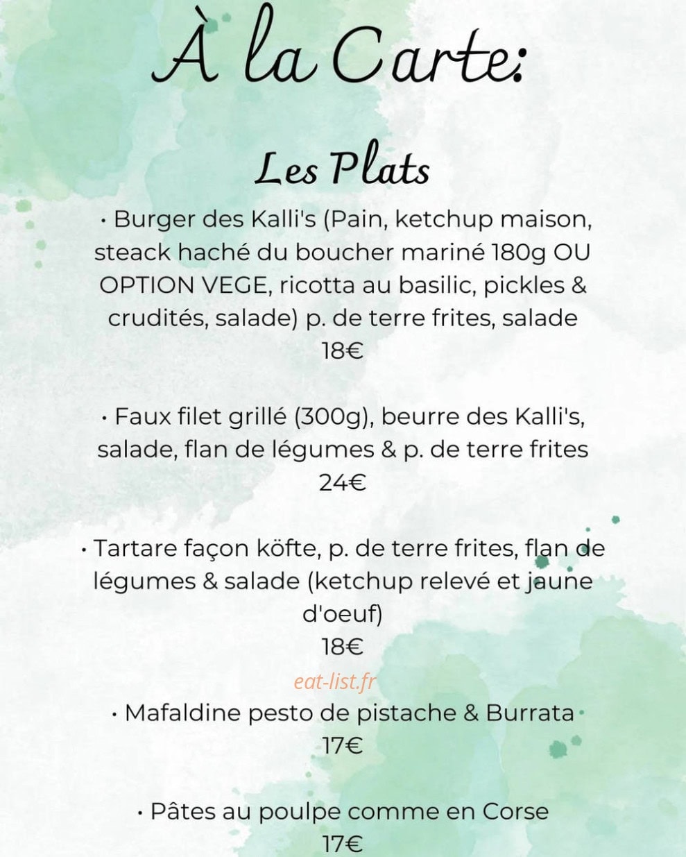 Les Kalli's — carte page 2