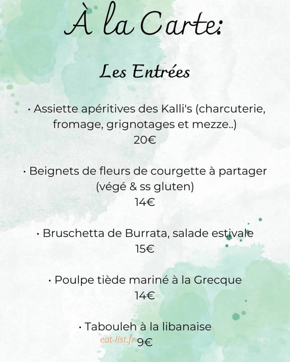 Les Kalli's — carte page 1