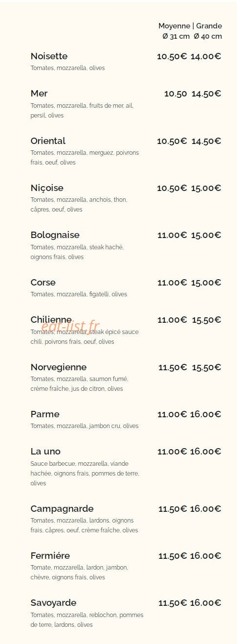 Pizza Uno — carte page 2