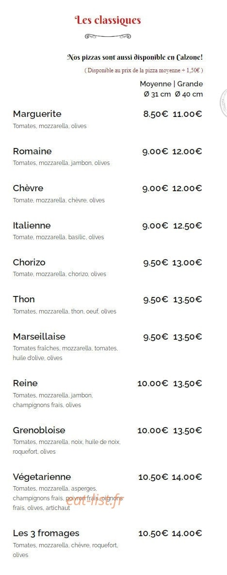 Pizza Uno — carte page 1