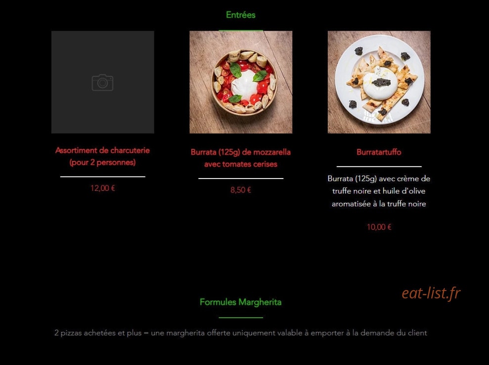 Rosate Pizze — carte page 1