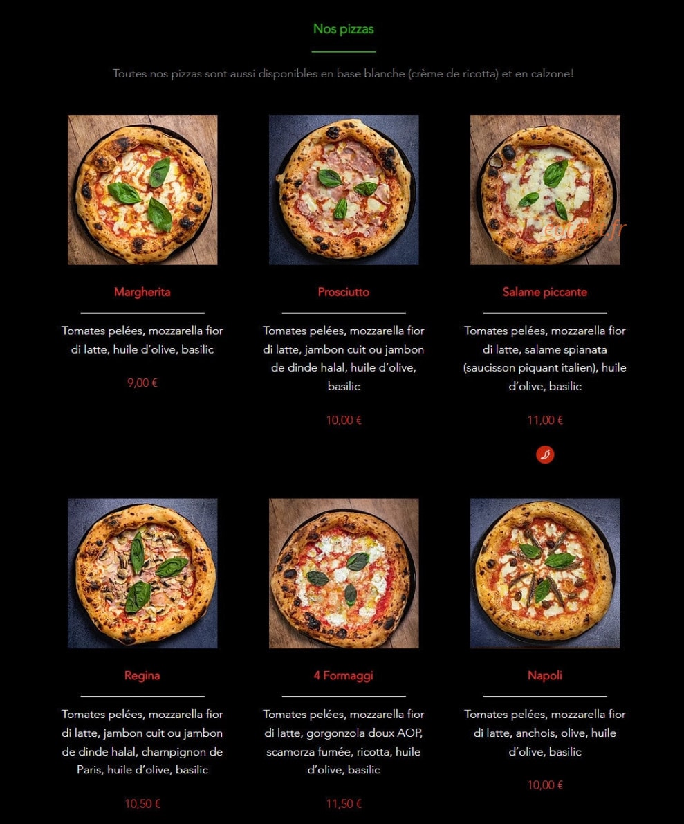 Rosate Pizze — carte page 2
