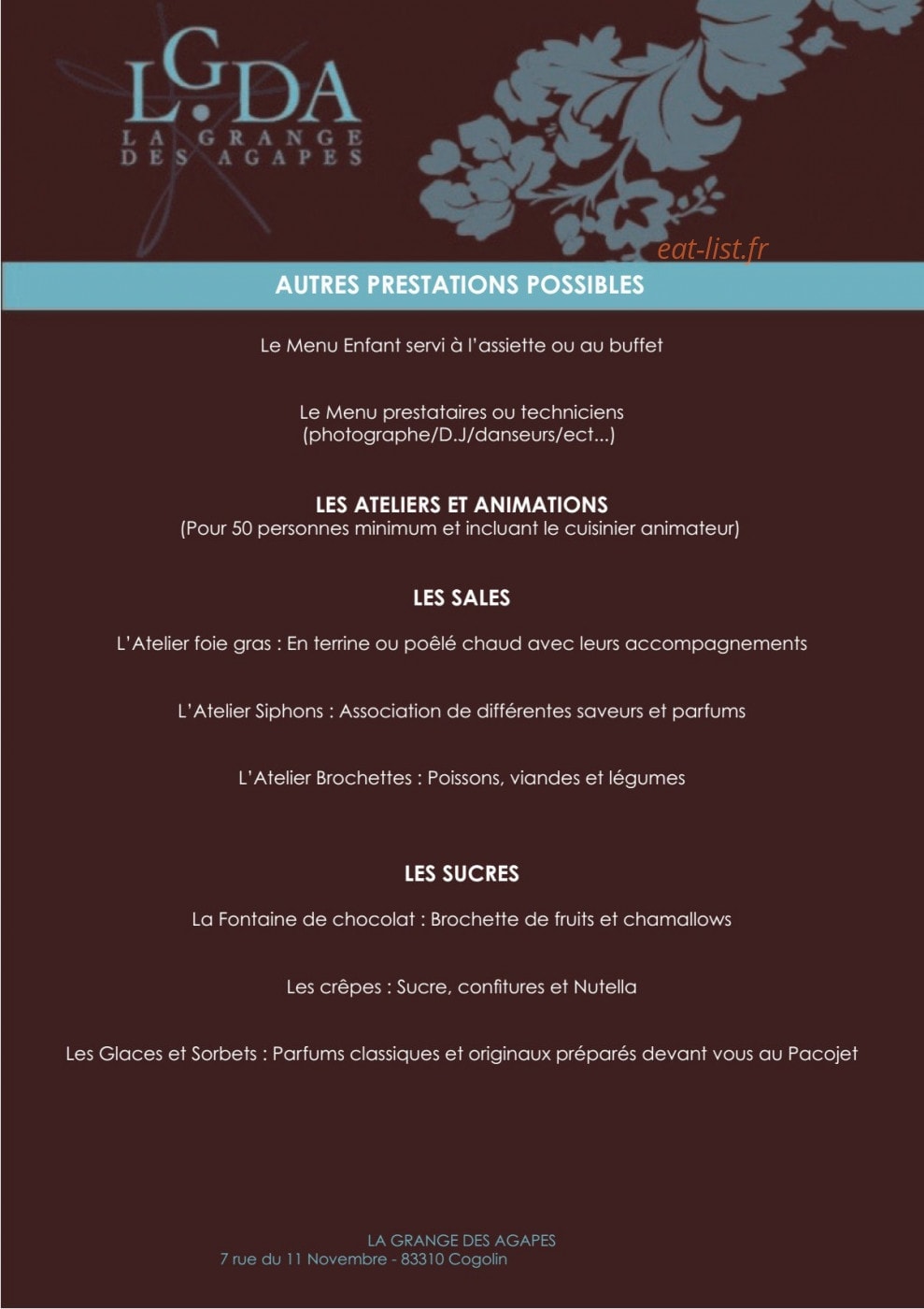 La Grange des Agapes — carte page 8