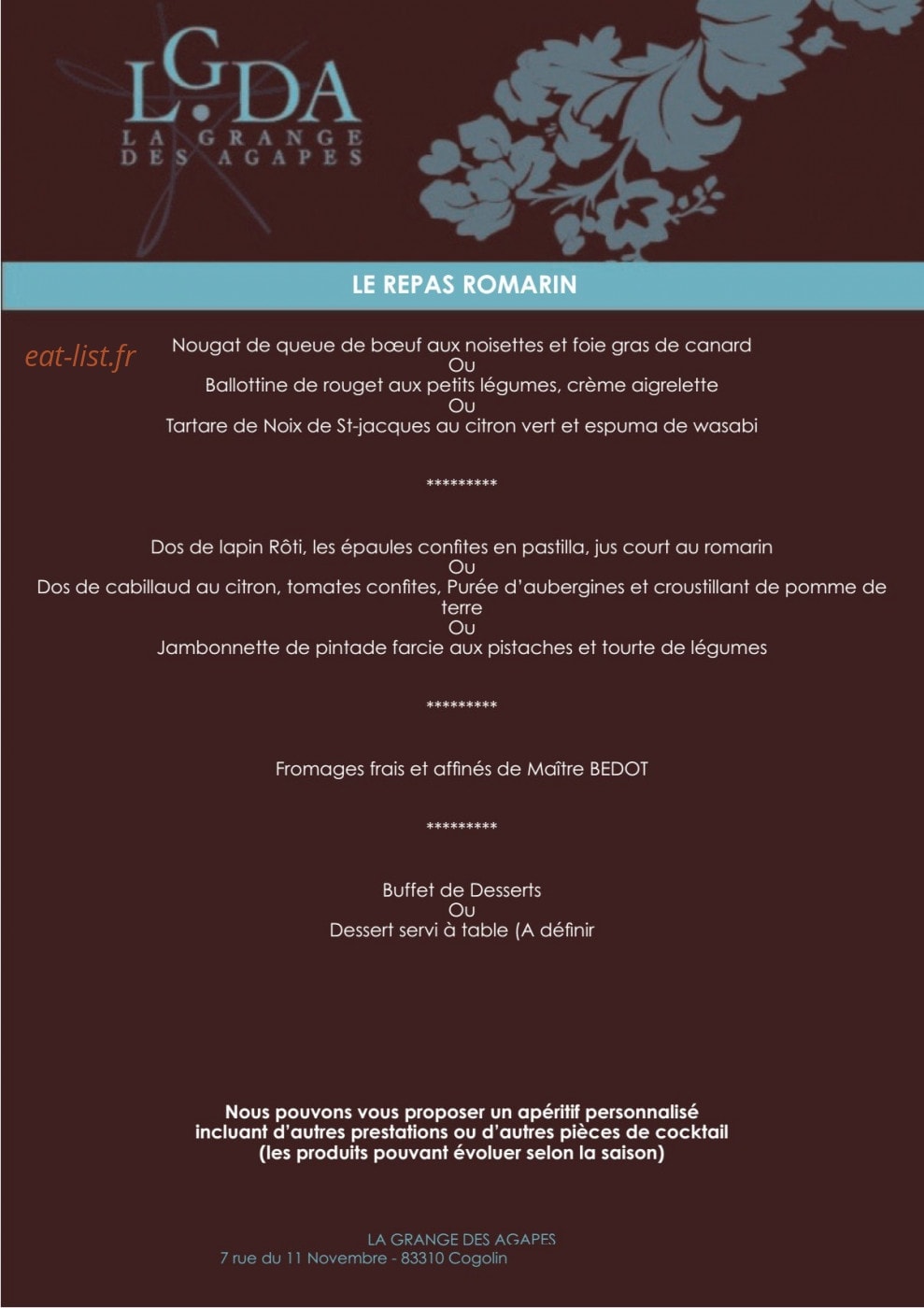 La Grange des Agapes — carte page 12