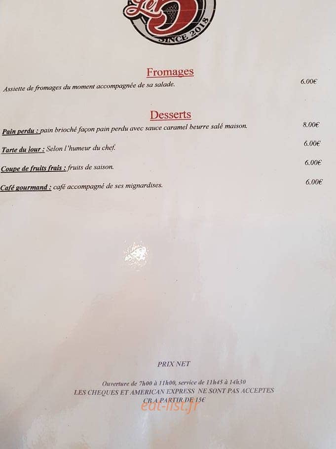 Le 5 Resto — carte page 2
