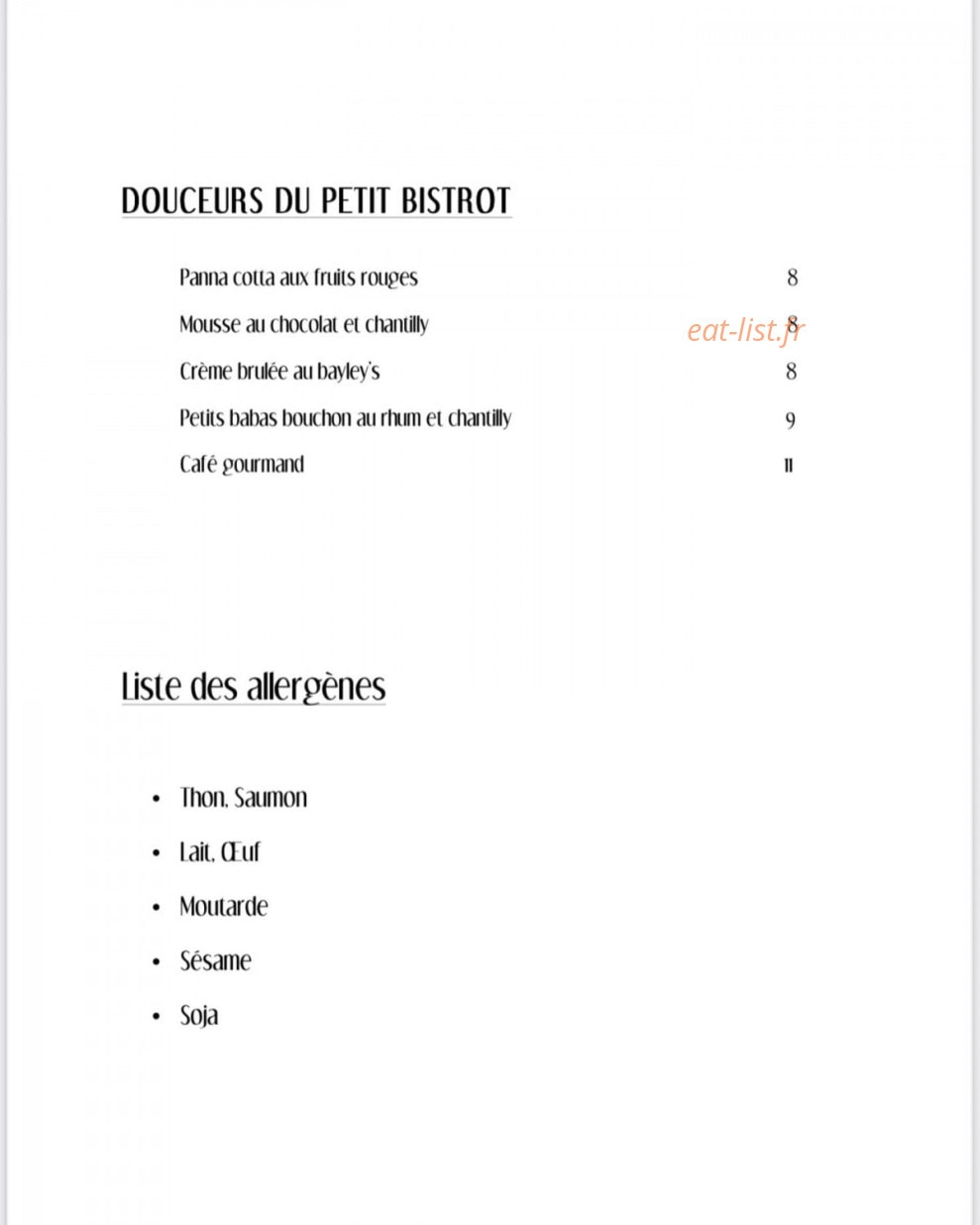 Le Petit Bistrot — carte page 4