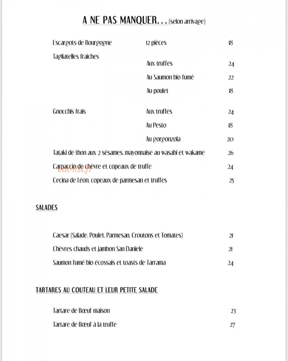 Le Petit Bistrot — carte page 2