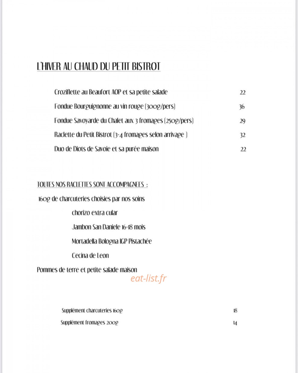 Le Petit Bistrot — carte page 3