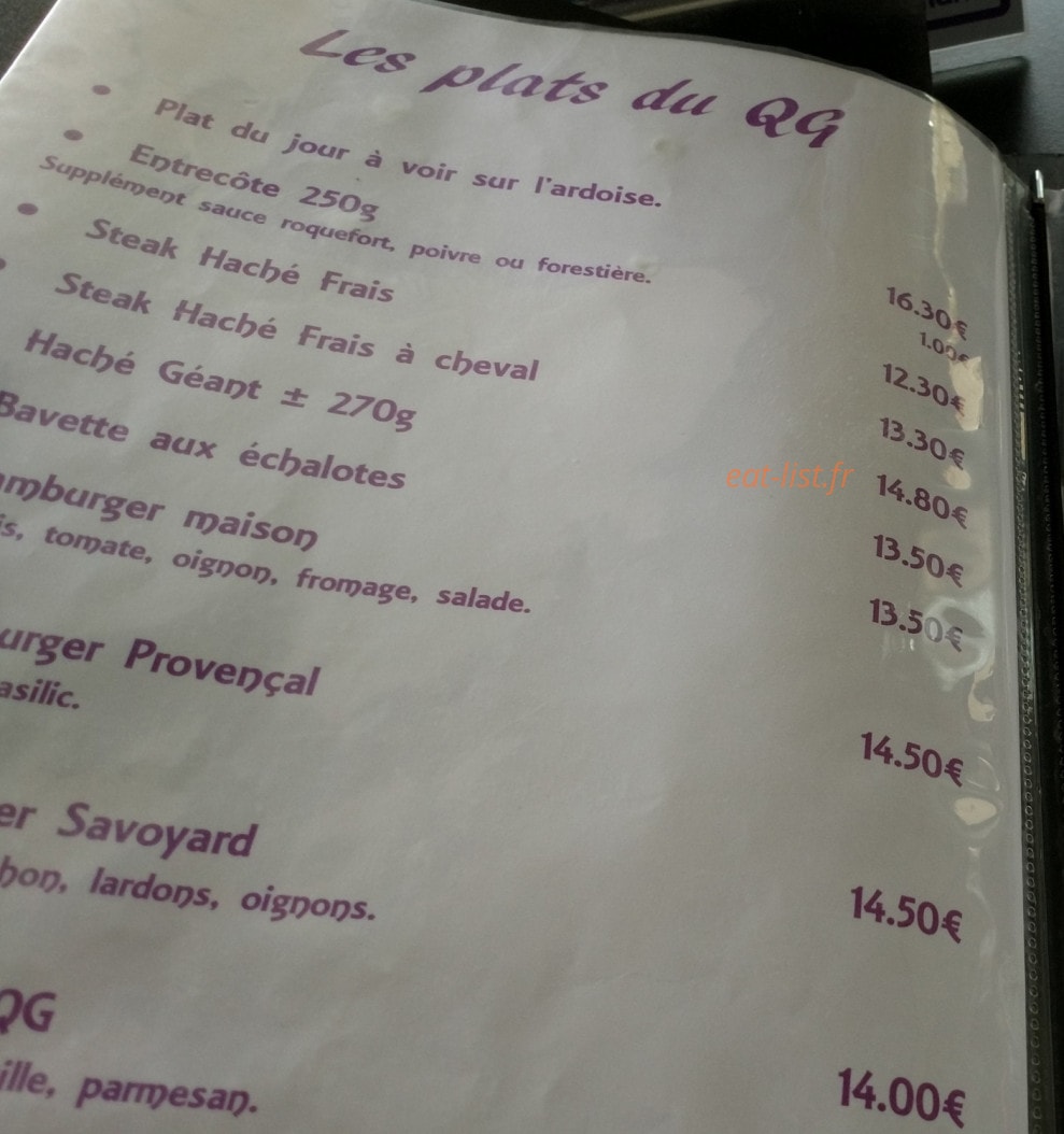 Le Quartier Gourmand — carte page 1