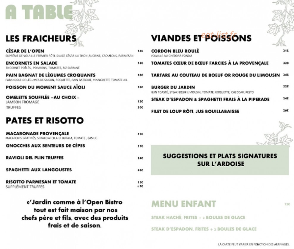 O Jardin — carte page 2
