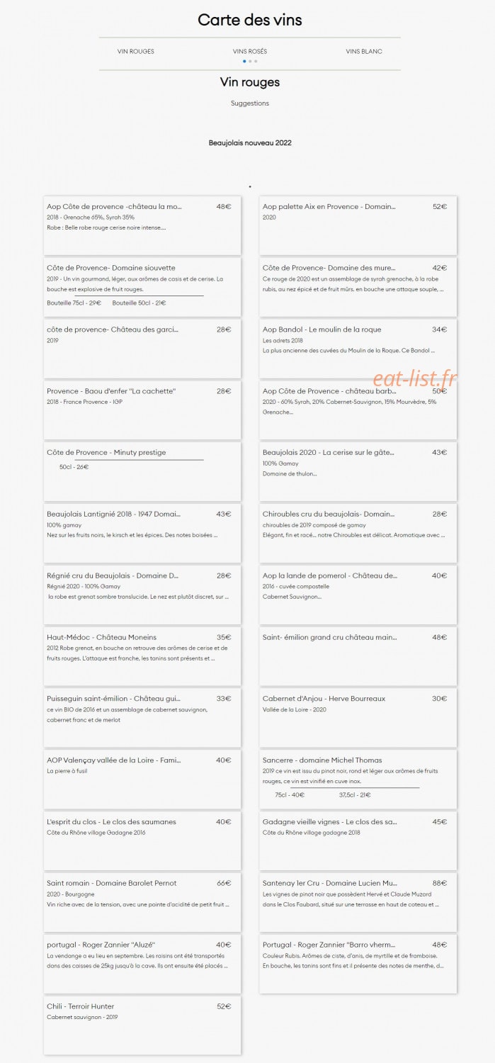 Open bistro — carte page 2