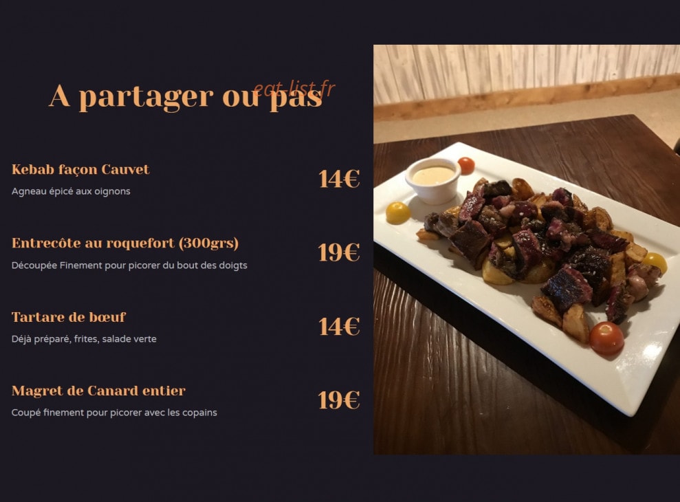 Restaurant Cauvet — carte page 2