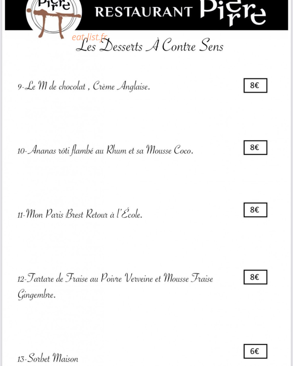 Restaurant Pierre — carte page 4