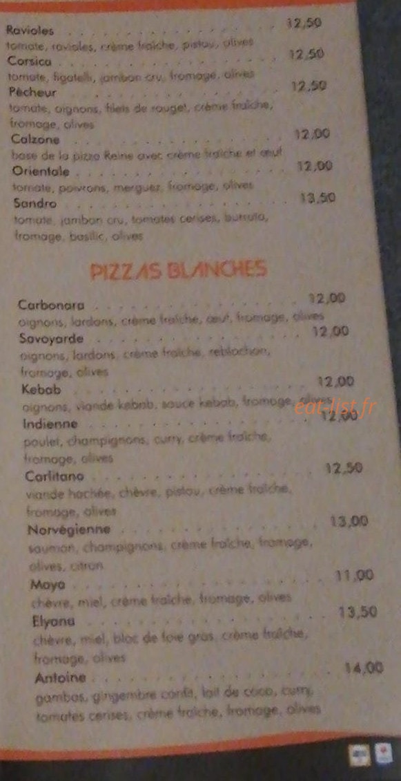 Speedy Pizza — carte page 2