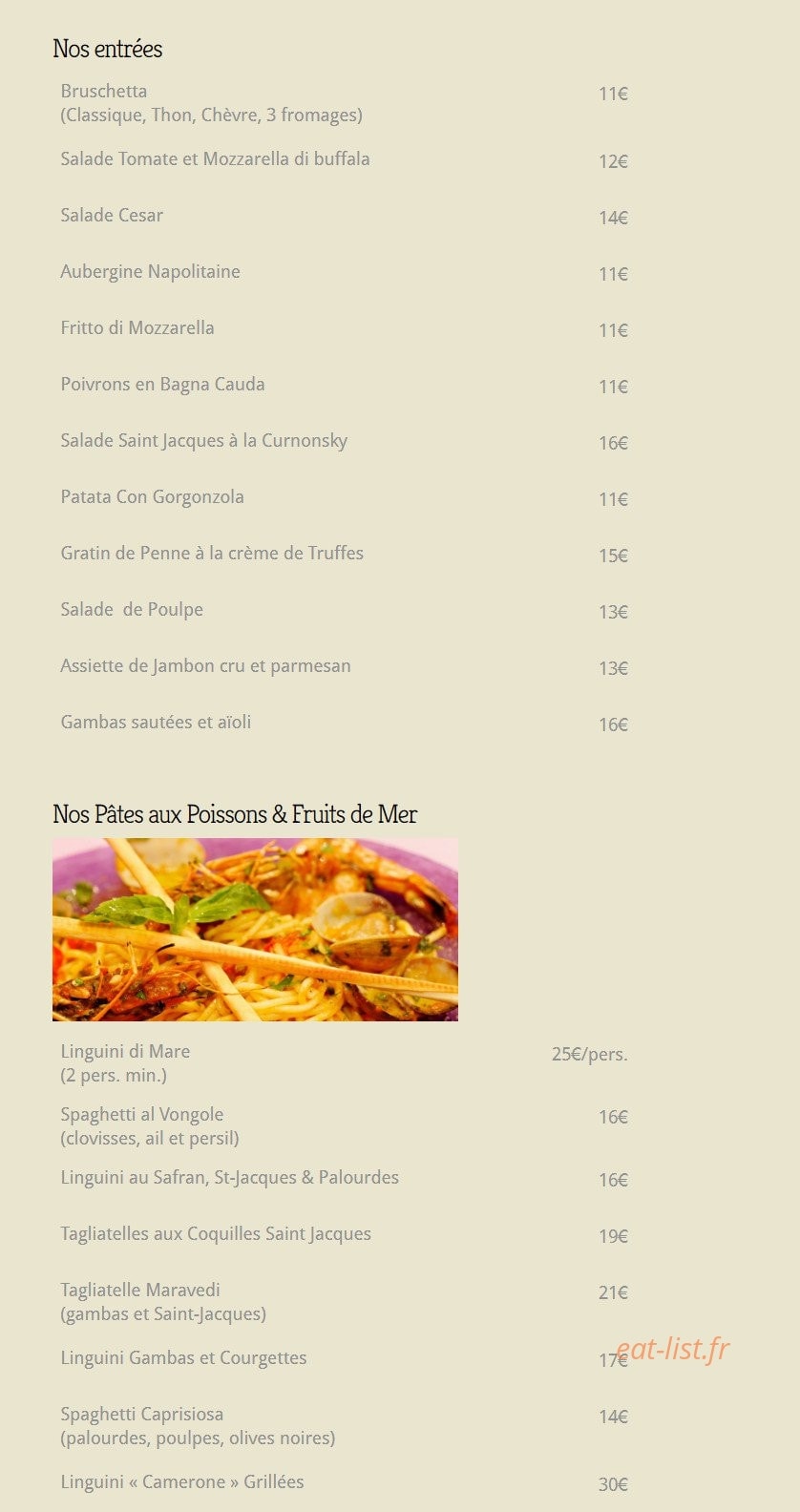 La Spaghetta — carte page 1