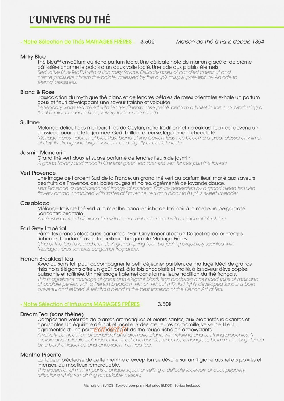 La Table des Oliviers — carte page 6