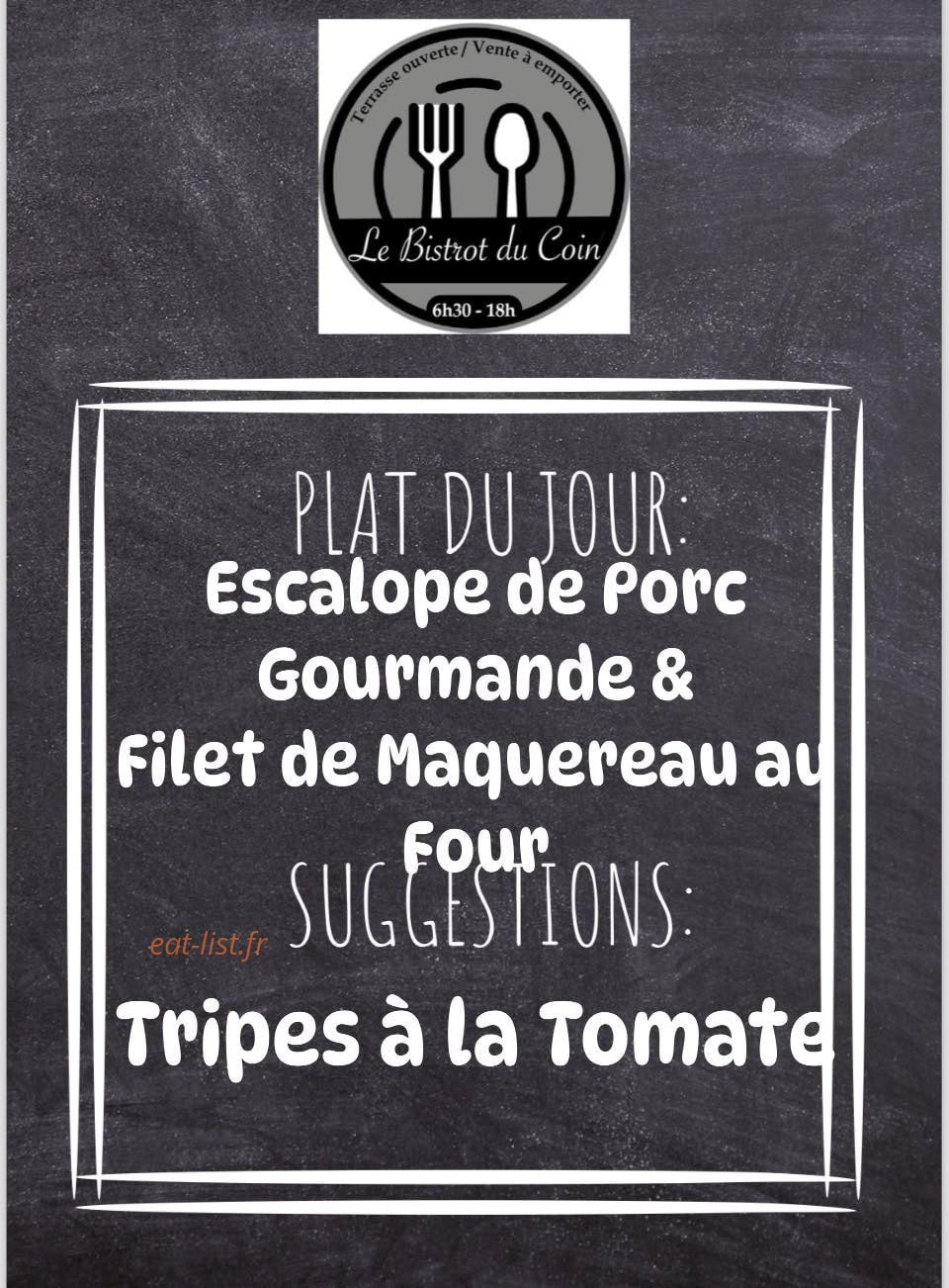 Le bistrot du Coin — carte page 1