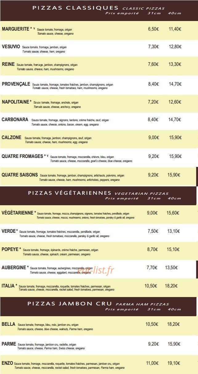 Pizza Italia — carte page 1