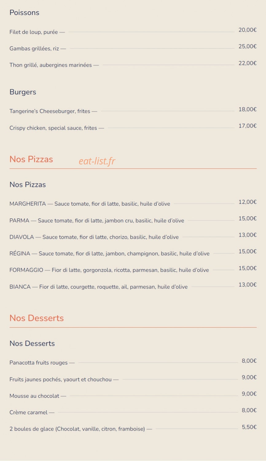 Tangerine Plage — carte page 2
