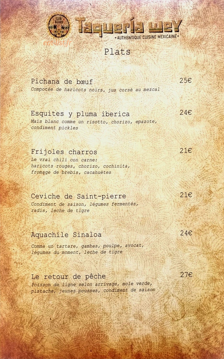 Taqueria Wey — carte page 3