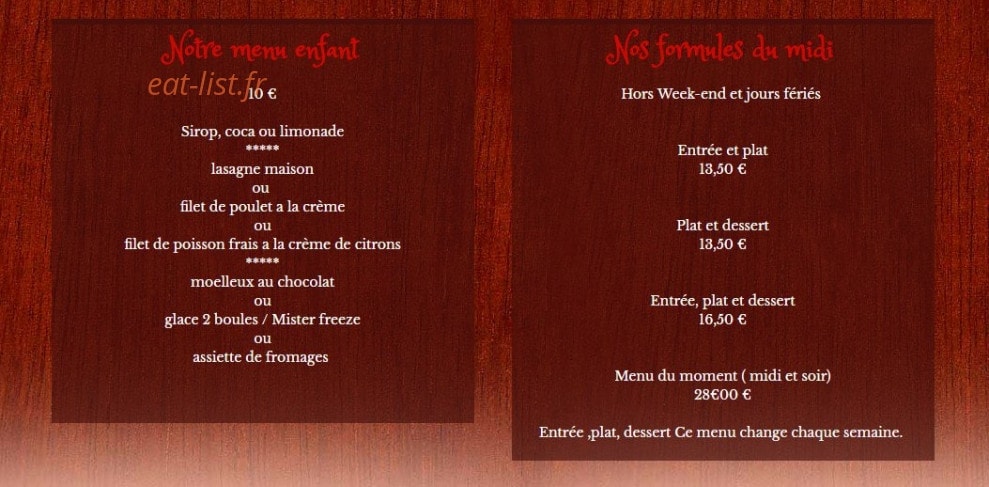 La maison des saveurs — carte page 1