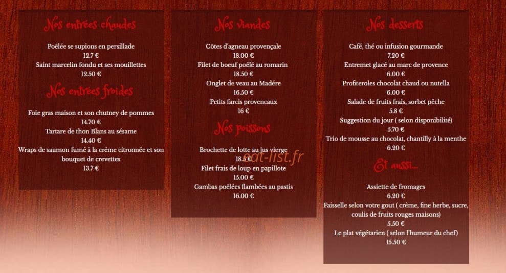 La maison des saveurs — carte page 2