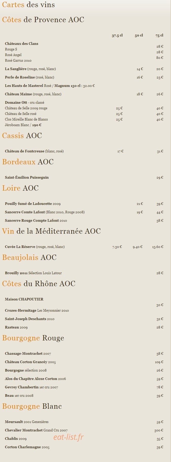 La Reserve — carte page 4