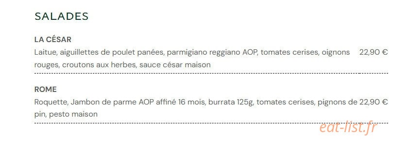 Nonna Trattoria — carte page 2