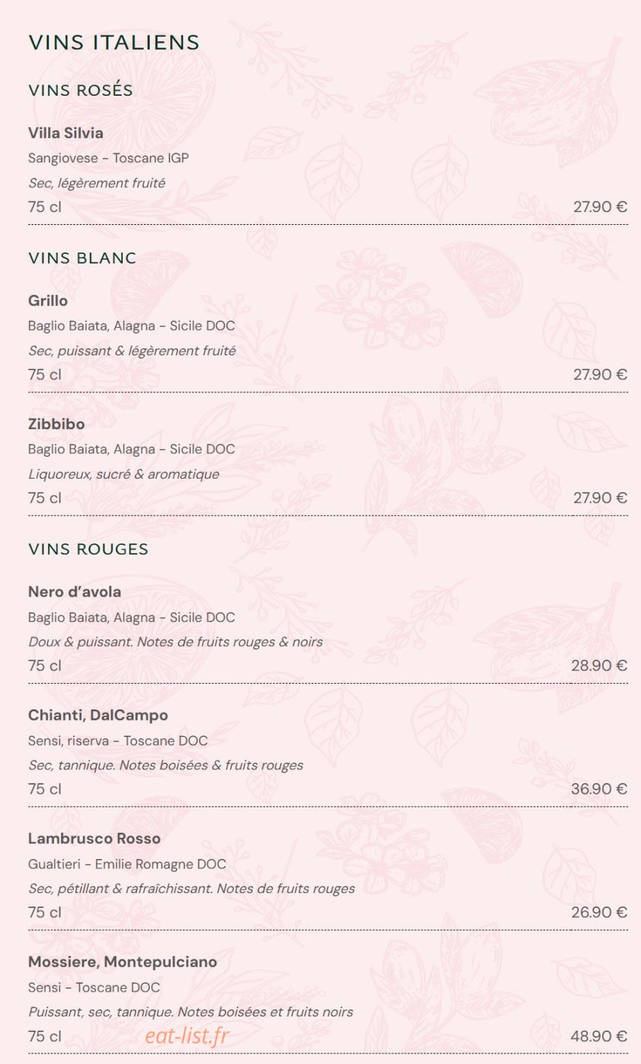 Nonna Trattoria — carte page 9
