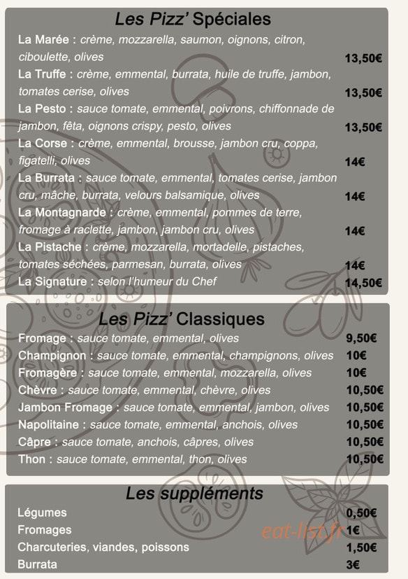 Le Bar à Pizz' — carte page 2