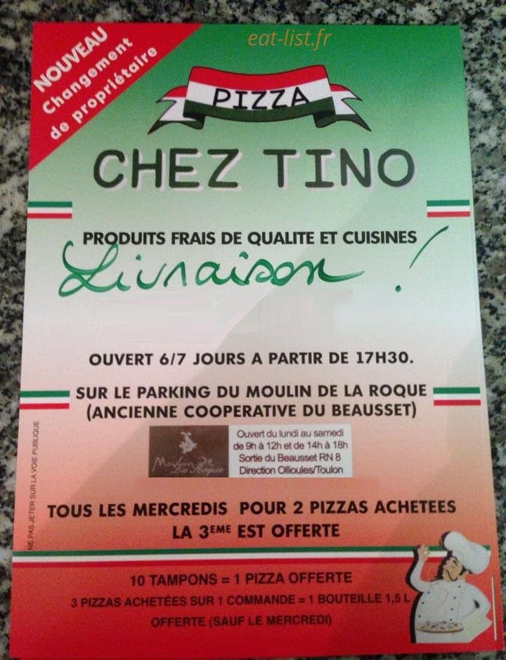 Tino pizza — carte page 1