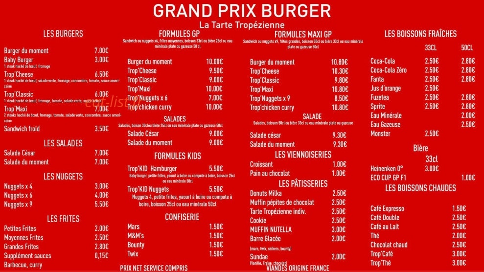 Grand Prix Burger — carte page 4