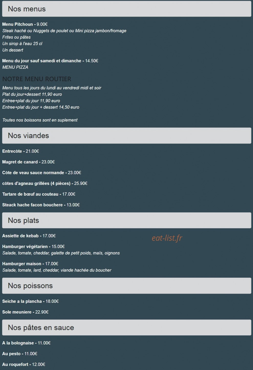 Le Sun'Day — carte page 2