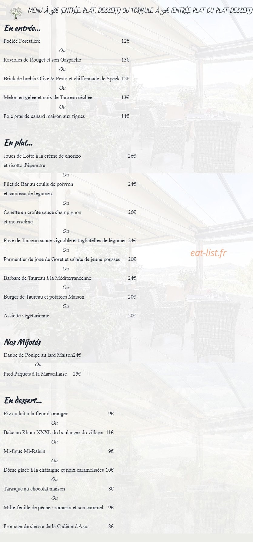 Le Vin'Olive — carte page 1