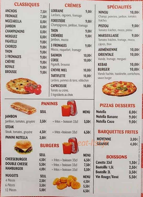 Pizza Ninou — carte page 2