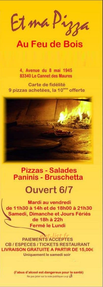 Et Ma Pizza — carte page 1