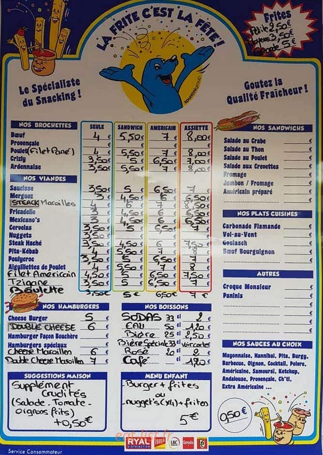 La Chti'te frite — carte page 1