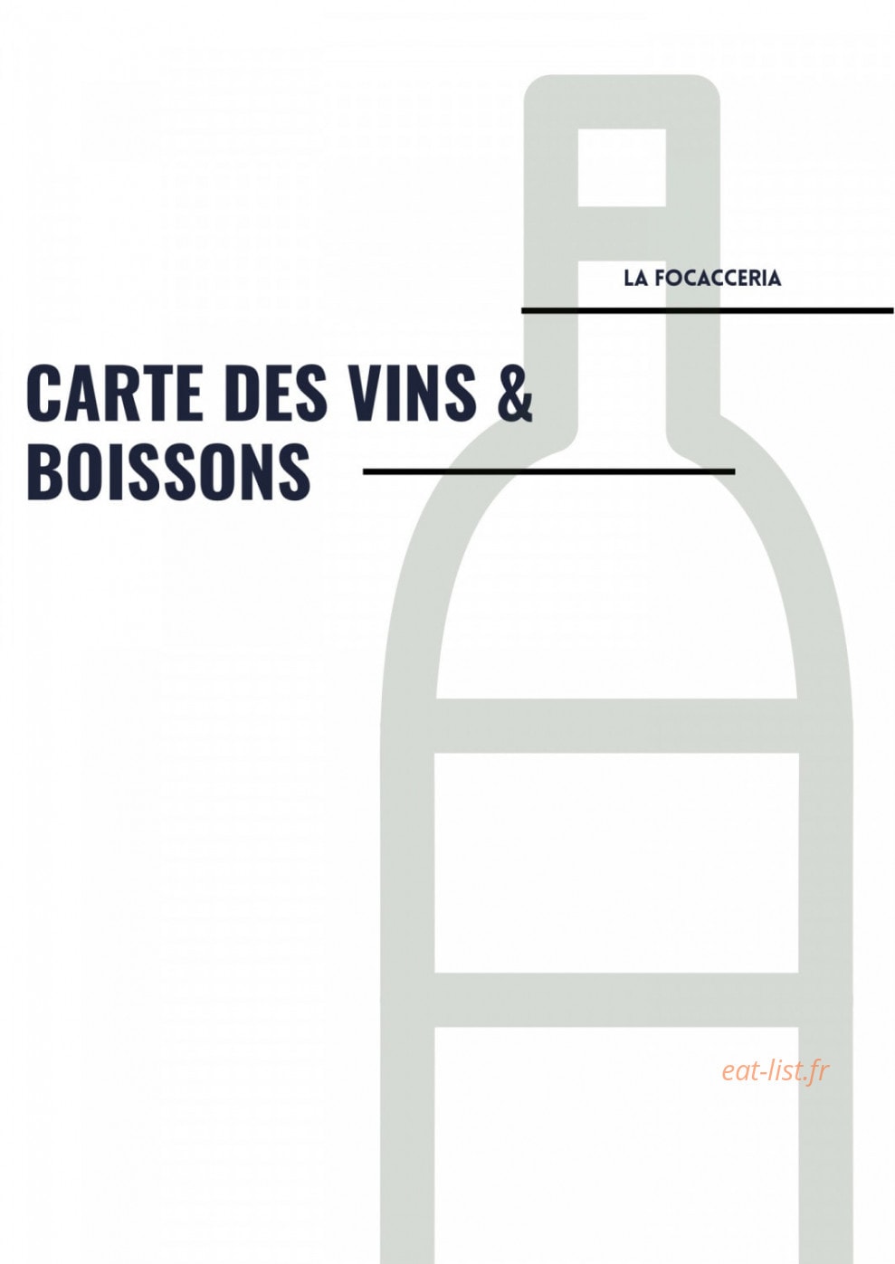 Carte et menu de La Focacceria à Le Cannet des Maures — La carte des vins et boissons