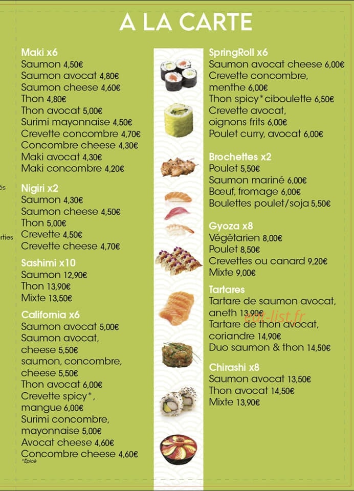 Carte et menu de Sushi City's à Le Cannet des Maures — La carte