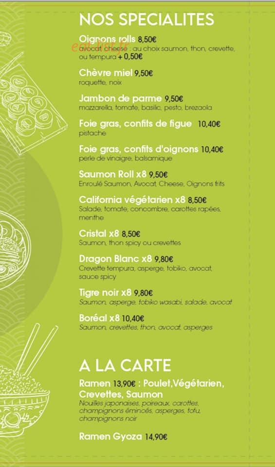 Carte et menu de Sushi City's à Le Cannet des Maures — Spécialités