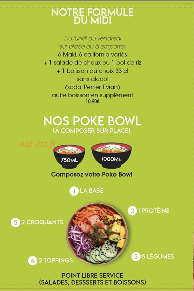 Carte et menu de Sushi City's à Le Cannet des Maures — Formule midi et poké bowl