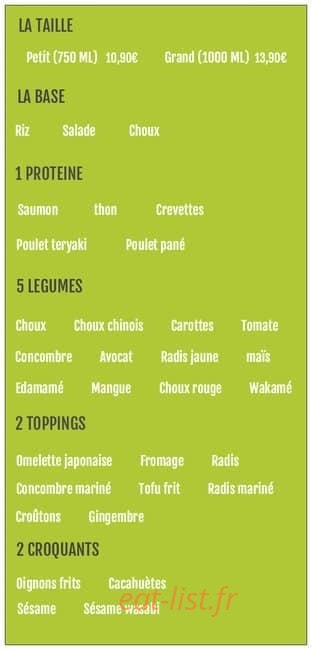 Carte et menu de Sushi City's à Le Cannet des Maures — Poké bowl personnalisé suite
