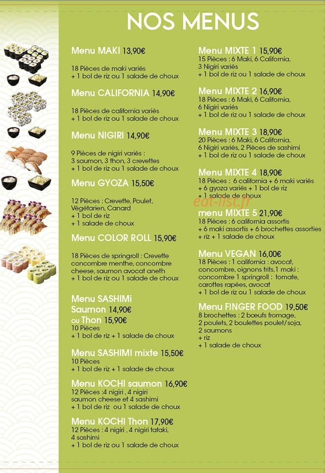 Carte et menu de Sushi City's à Le Cannet des Maures — Menus