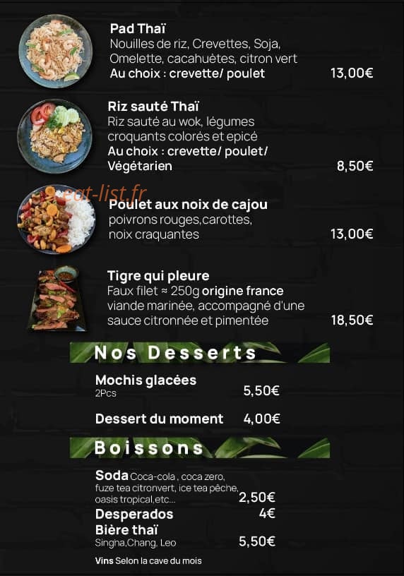 Thaï tapas — carte page 3