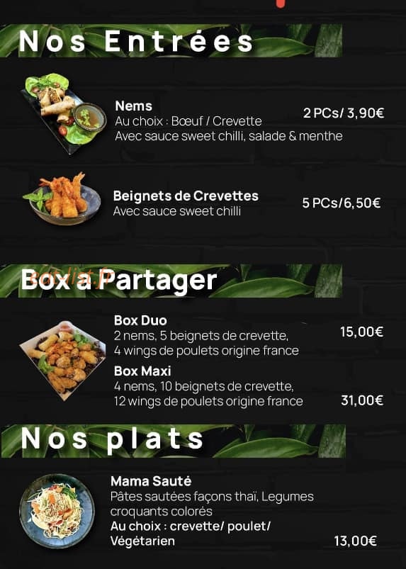 Thaï tapas — carte page 2